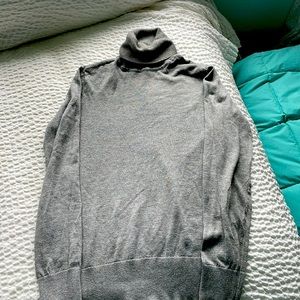 Gray Turtleneck Cotton Sweater